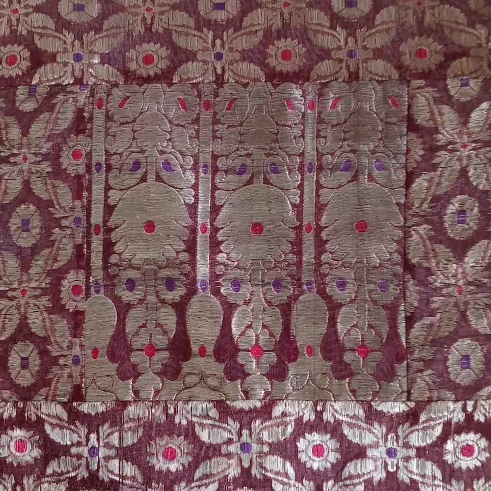 Stunning Silk Purple Metallic Patchwork Batik Pillow Sham from India 16”x16 1/2”